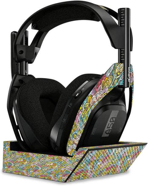 MightySkins Carbon Fiber Skin Compatible with Astro A50 Wireless Headphones + Base Station (Gen 4) - Ultra Hippie | Protective, Durable Textured C...