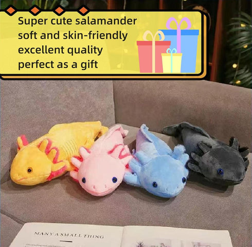 FRANKIEZHOU Realistic Axolotl Plush Toy-Grey, 19”Long, Lifelike Axolotl Stuffed Animal, Axolotl Toy, Soft Axolotl Plushie Toys,Pillows for Kids,Gi...