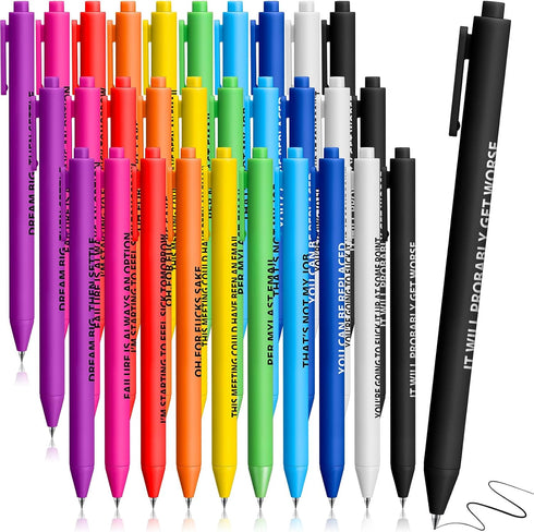30 Pieces Ballpoint Pens Colorful Motivational Pens Complaining Quotes Pen Humor Negative Black Ink Pens for Students Coworkers School Office Supp...