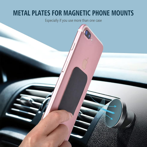Mount Metal Plate for Cell Phone Magnet Holder Magnetic Car Mount with Strong Adhesive Sticker, 2 Round and 2 Rectangle Black......