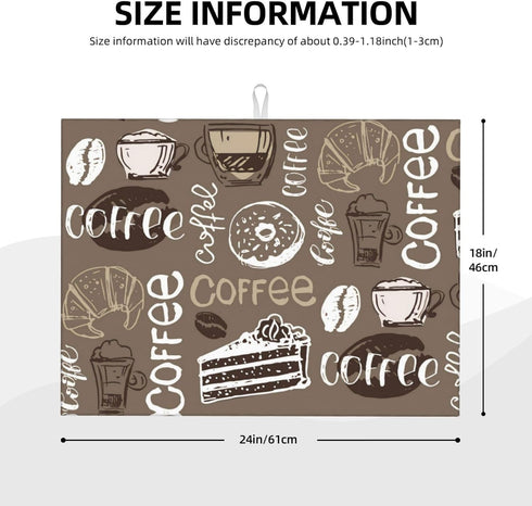 Coffee Dish Drying Mat For Kitchen Counter 18 X 24 In, Microfiber Absorbent Dish Drainer Mat With Hanging Loop Reversible Dish Drainer Mats Counte...