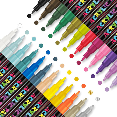 IVSUN 24 Colors Premium Extra Fine Point Acrylic Paint Marker Pens for Wood, Canvas, Stone, Rock Painting, Glass, Ceramic Surfaces, DIY Crafts Mak...