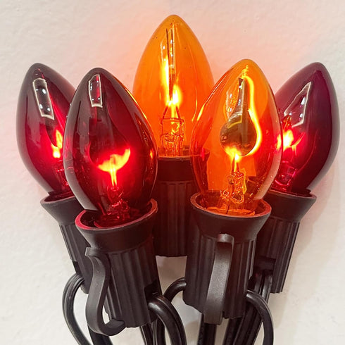 C7 Halloween String Lights,25FT Orange and Purple Halloween Lights with 27 Flickering Flame Light Bulbs(2 Spare) for Outdoor Garden Yard Home Hall...