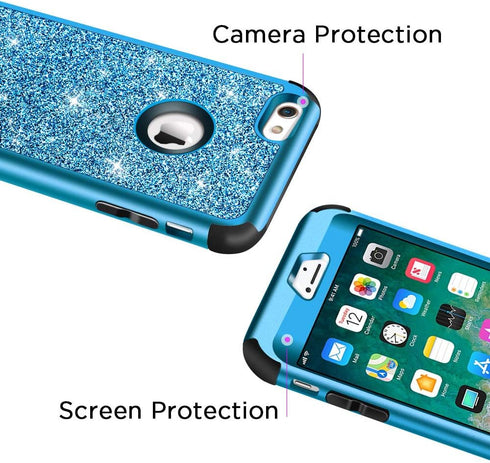 Hython Compatible with iPhone 6/6s Case, Heavy Duty Full-Body Defender Protective Case Bling Glitter Sparkle Hard Shell Hybrid Shockproof Rubber B...