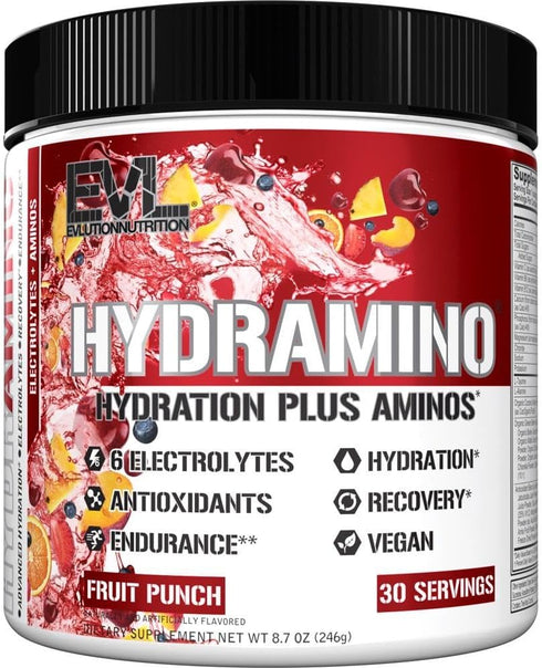 Evlution Nutrition HYDRAMINO Complete Hydration Multiplier, All 6 Electrolytes, Vitamin C & B, Fluid Boosting Aminos, Coconut Water, Endurance, Re...