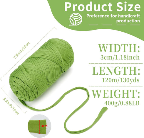 Comtest T-Shirt Yarn Knitting Yarn for DIY Bag Blanket Cushion Handmade Crochet Elastic Fabric Yarn 0.88Lb Green......