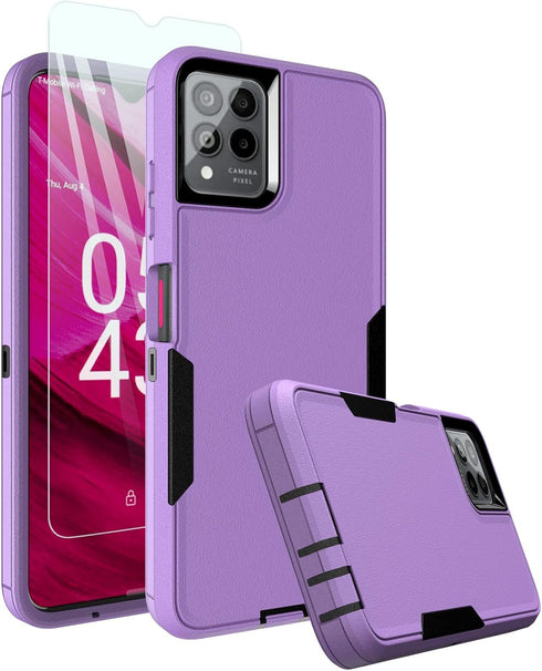 Dahkoiz Revvl 6 Pro Case, Revvl 6X Pro Case, with Glass Screen Protector, Dust-proof Port Cover, Full Body Rubber Protection Phone Case for T-Mobi...