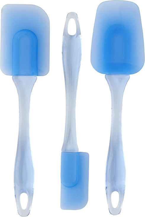 Wilton Easy Flex Silicone Spatula Set - Your Versatile Tools for Mixing, Folding, Scraping, Cooking, Frosting and Serving, Blue, 3-Piece...