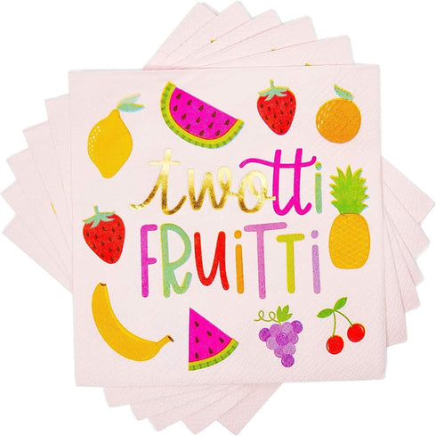 Sparkle and Bash Twotti Fruity Birthday Decorations Paper Cocktail Napkins, 50-Pack - 5 x 5 in Folded, Pink 2-Ply - Absorbent Napkins...