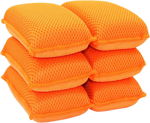Commercial Miracle Microfiber Kitchen Sponge by Scrub-It - Large - Non-Scratch Heavy Duty Dishwashing Cleaning sponges- Machine Washable- (Orange,...
