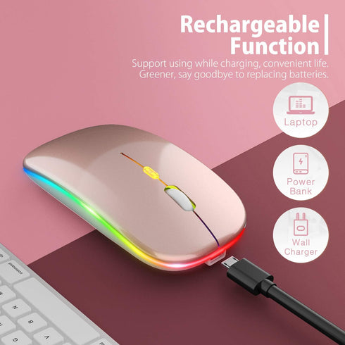 ?Upgrade? LED Wireless Mouse, Slim Silent Mouse 2.4G Portable Mobile Optical Office Mouse with USB & Type-c Receiver, 3 Adjustable DPI Levels for ...