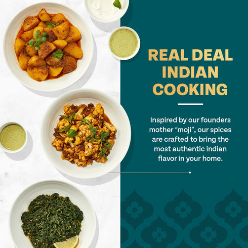 moji masala Indian Spice Kits – Palak Masala, Gobi Masala, Aloo Rasedar Spice Blend – Mixes for Authentic Indian Food at Home – Variety of Seasoni...