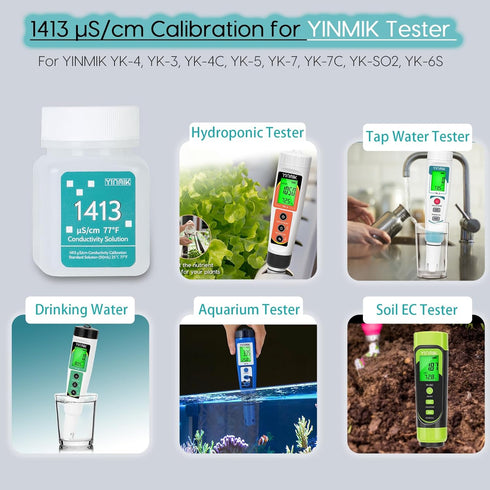 1413 ?S/cm Calibration Solution, Conductivity Salt Standard Buffer Solution for 5 in 1 Salinity Tester, EC Meter, TDS Meter, 7 in 1 Multi-Paramete...