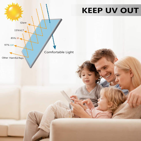 HooTown Window Tint for Home One Way Window Film Daytime Privacy Mirror Film Static Non-Adhesive Window Tint Film Heat Control Anti UV One Way Pri...