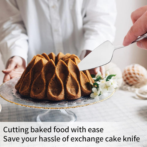 10 Pack Stainless Steel Cake Server, Stainless Steel Pie Machine Cake Rack Handle Scraper Slot Pizza Machine Cutting Knife Professional Shovel Ser...
