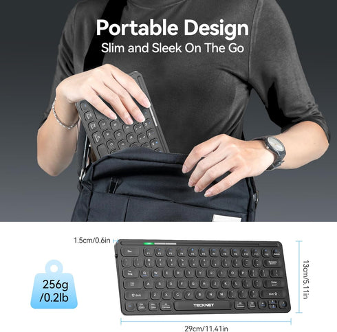 TECKNET 2.4G Wireless Keyboard, Small Wireless Keyboard with Media Hotkeys Compact Keyboard with Media Hotkeys for Computer Laptop, PC, Windows, M...