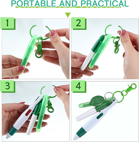 30 Pieces Badge Reel Pen Retractable Shuttle Pens Clip with Mini Highlighter Nurse Pens Neon Marker Pen LED Keychain Flashlight Key Ring Nursing K...