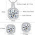 Cubic Zirconia Earrings and Necklace Set for Women 14K White Gold Plated Square Jewelry Set for Women Silver Pendant Necklace Hypoallergenic Stud ...