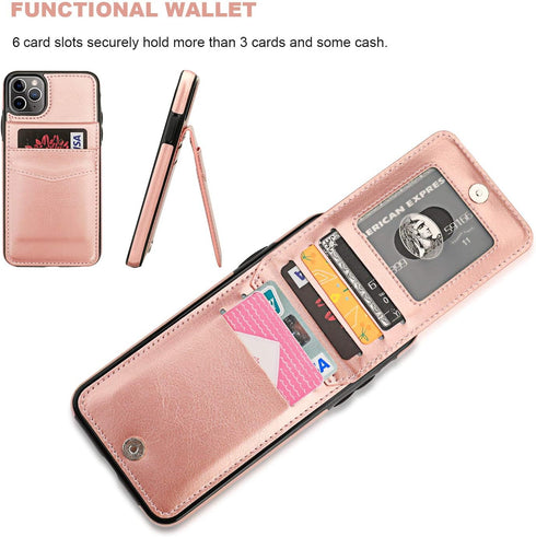 KIHUWEY Compatible with iPhone 11 Pro Max Case Wallet with Credit Card Holder, Premium Leather Magnetic Clasp Kickstand Heavy Duty Protective Cove...