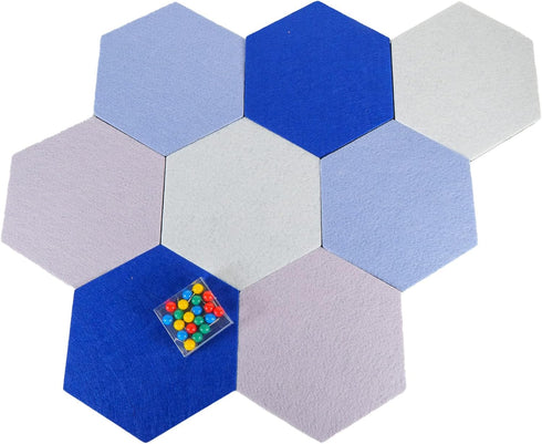 8 Pieces Hexagon Felt Cork Board Tiles with Easy Peel Self Adhesive, includes 20 Pins, Cork Board for Wall Decor to Display Photos...