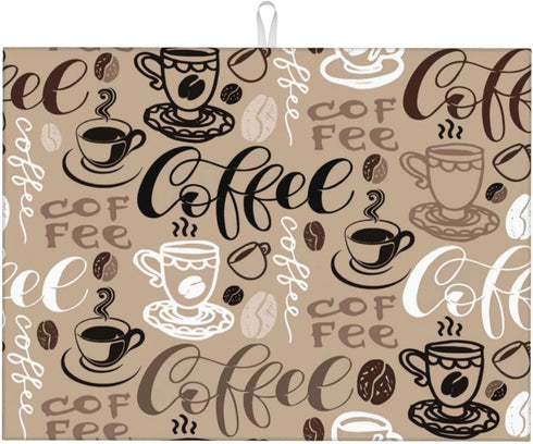 Brown Coffee Maker Beans Theme Microfiber Absorbent Reversible Dish Drying Mat For Kitchen Counter Xl Large Pad 18 X 24 Inch...