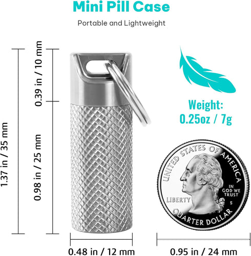 100% Waterproof Titanium Pill Box Keychain - TSA Approved, Strong and Heat Resistant, Travel Friendly | Fashion Necklace Design, Ultra Light and C...