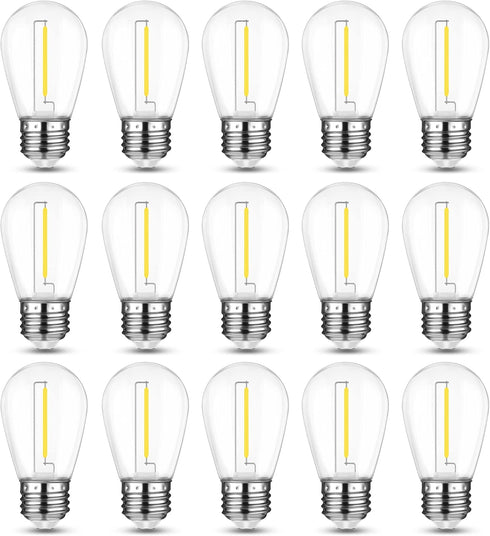 Mlambert LED String Light Bulbs, Shatterproof Outdoor String S14 Replacement Light Bulbs 4000K, Waterproof 1W LED Edison Bulbs Equal to 11W,Not So...