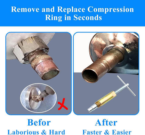 Compression Sleeve Puller Tool Remove Nut & Ferrule Of Pipe 03943- Sleeve Remover for 1/2-Inch Compression Fittings Only Corroded & Frozen Supply ...