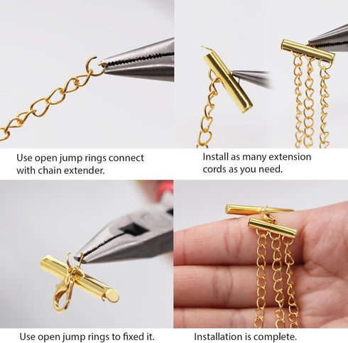 JOJOPLAY All Size Slider Clasp for Beading Slide Tube Cord Ends with Open Jump Rings Lobster Clasp Chain Extender Jewelry Finding Kit Bead Loom En...