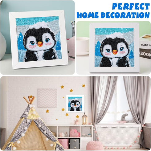 QEUOYSS Diamond Art Kit for Kids with Wooden Frame Art and Crafts for Kids Ages 6-8 -10-12 Easy to DIY Diamond Art for Kids and Adult Beginners Ho...