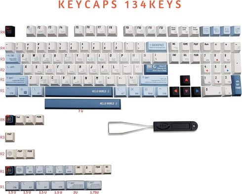 MOLGRIA Keycaps Hello World 134 Set for Mechanical Keyboard, Custom PBT Cherry Profile Key Caps with Keycap Puller for Gateron Kailh Cherry MX Swi...