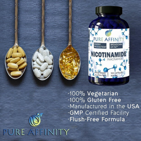 200 Count! B3 Nicotinamide 500 mg Effective Flush-Free Niacin. Energy Booster, Cell Regenerator, Supports Cognitive Decline, Anti-Aging and Helps ...