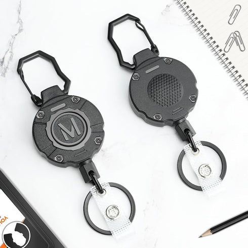 2 Pack Heavy Duty Retractable Keychain ID Badge Reels Retractable Carabiner Badge Holder with 31.5” Steel Cord, 9.0 oz...