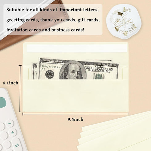 100 Pack #10 Business Envelopes, Ivory Standard Envelopes Self Seal, Letter Size Business Mailing Envelopes for Checks Letters Invoices Statements...