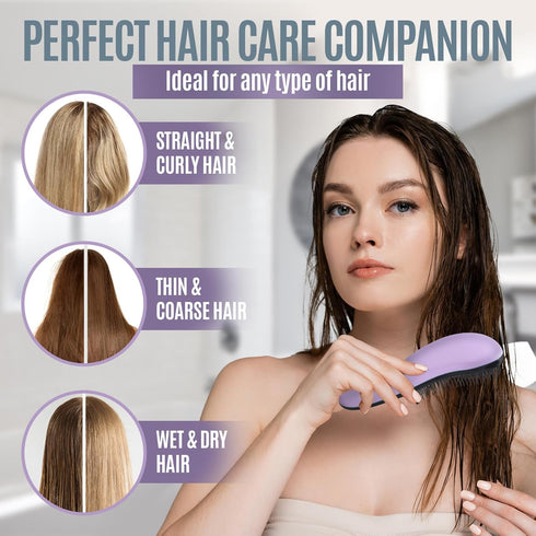 Detangling Hair Brush For Kids And Adults, Gentle Hair Care Brushes With Soft Flexible Bristles For Straight, Natural, Curly, Dry, Or Wet Styling,...
