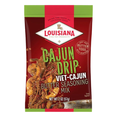 Louisiana Fish Fry Cajun Drip 2oz Bag - Seafood Seasoned Butter Sauce - Elevate your boiled seafood game with Louisiana Fish Fry Cajun Drip (Cajun...
