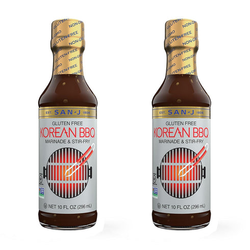 San-J - Gluten Free Korean BBQ Sauce - Bold and Savory Sauce for Cooking - Non-GMO - 10 oz. Bottles - 2 Pack...