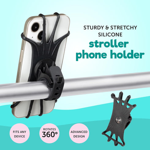 Hoovy Stroller Phone Mount | Silicone Stroller Phone Holder | Cell Phone Holder for Strollers, Shopping Carts, or Handlebars | Phone Holder Mount ...