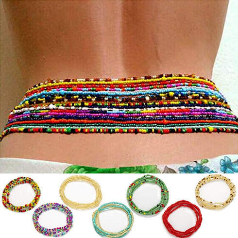 ELABEST African Waist Beads Chain Layered Belly Body Chain Beach 7Pack Waist Jewelry Body Accessories for Women...