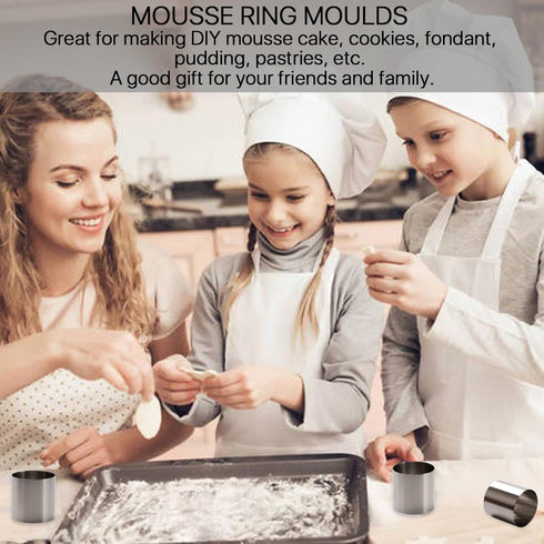 8 Pcs Round Cake Rings Mold, 2 inch Nonstick Mini Cake Ring Pastry Ring, Stainless Steel Tart Ring Mousse Dessert Rings for Baking...