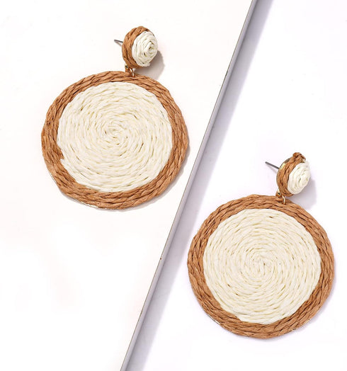 Rattan Earrings Boho Summer Beach Raffia Earrings for Women Handmade Rattan Ball Disc Dangle Drop Earrings Vacation Accessory Gifts...