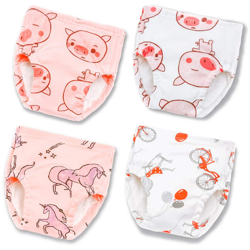 Joyo roy Soft Potty Training Pants 4 Packs Reusable Toddler Training Underwear Girls 3T 100% Cotton Absorbent Kid Confident Potty Training Underwe...