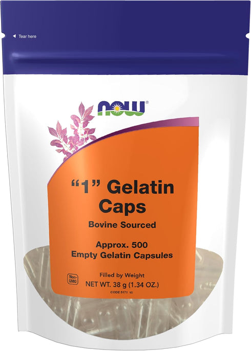 NOW Supplements, Empty Gelatin Capsules, #1, Bovine Sourced, Filled by Weight, 500 Gel Capsules...