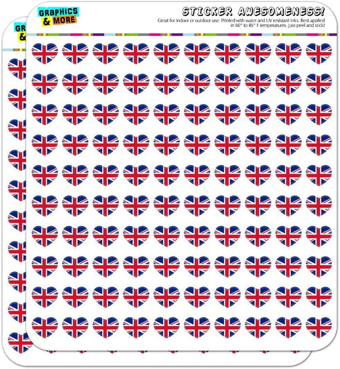 United Kingdom Great Britain Union Jack Country Flag Heart Shaped Planner Calendar Scrapbook Craft Stickers...