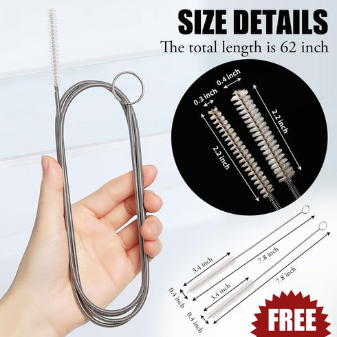 Long Drain Brush, Flexible Pipe Cleaning Brush, Fridge Cleaning Tool for Cleaning Feeding Tube, Siphon Hose, Sunroof Drain, Refrigerator Drain, Fi...