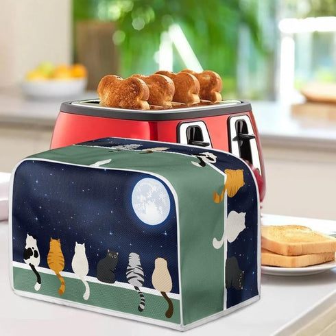 Galaxy Print Oven Cover Kitchen Bread Machine Protector, Moon Cat 2 Slice Toaster Cover for Home, Anti Dust Fingerprint Toaster Cover, Kitchen Sma...