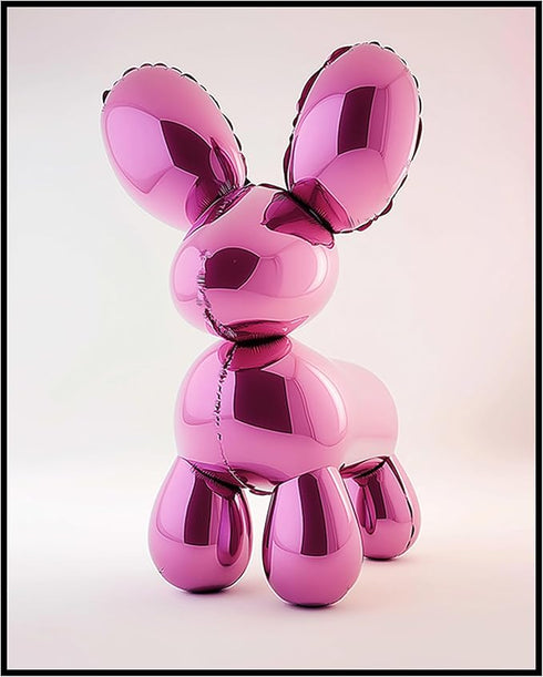 Posterizer 1 pcs-shiny metallic balloon animal-dog-pink cute art 1-Kids Room Art-Art for Animal Lovers-Decor for nursery toddlers kids room- unfra...