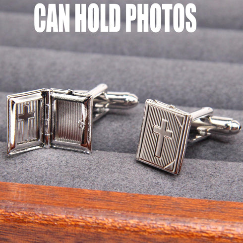 Cufflinks for Men,To commemorate the deceased loved ones, Photos can be placed Album Cross Cufflinks, Shirt Accessories Unique Cuff Links for Mens...