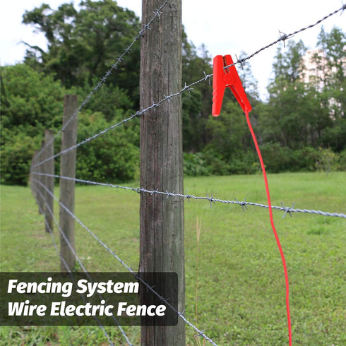 2 Pieces Farm Electric Fence Jump Connector Fencing System Wire Electric Fence Jump Cable with Crocodile Clip (Red)...