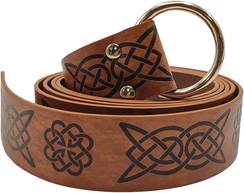 Viking Belt LARP Renaissance Belt Medieval Sabre Belt Celtic Leather Ring Belt for Men Women Knight Archery Belt...